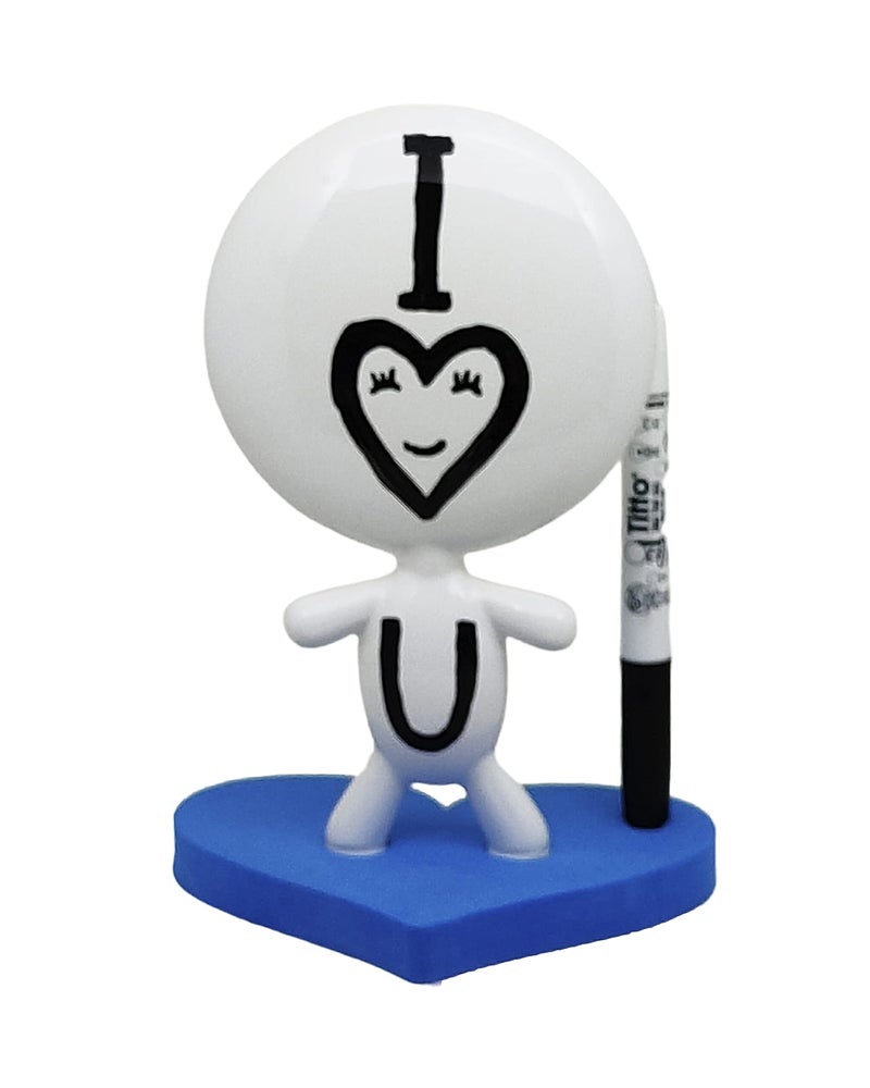 Estudio MW Valentine's Day Gifts - TITTO in Love, Draw Your Ideas - Home Gift - Deco Your Desk - Ceramic Doll - Titto The Dry Erase Message & Memo Doll Whiteboard - Blue Office (Blue) - Image 5